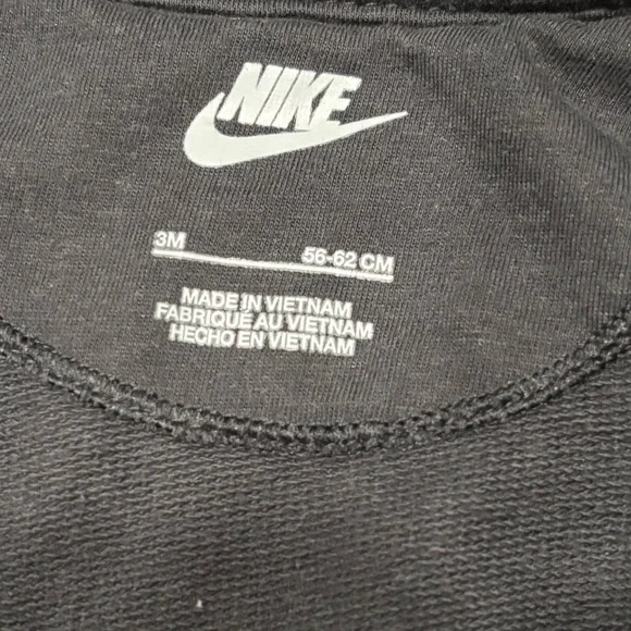 Nike Black Full Zip Baby Hoodie Long Sleeve Onesie Size 3 months - Picture 2 of 3